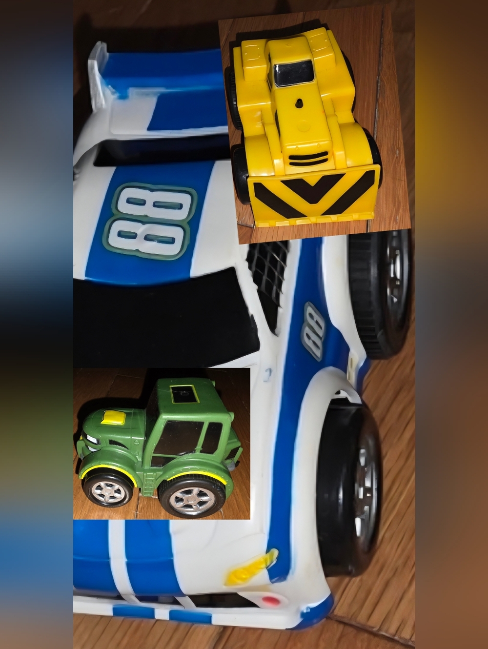 3pc KIDS GALAXY DINO MOVER & SPID RACECAR BULLDOZER BOTH NO SEPARATING